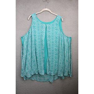 Halo Women's Sleeveless Layered Chiffon Tunic-Size 3X-Beachy-Flowy